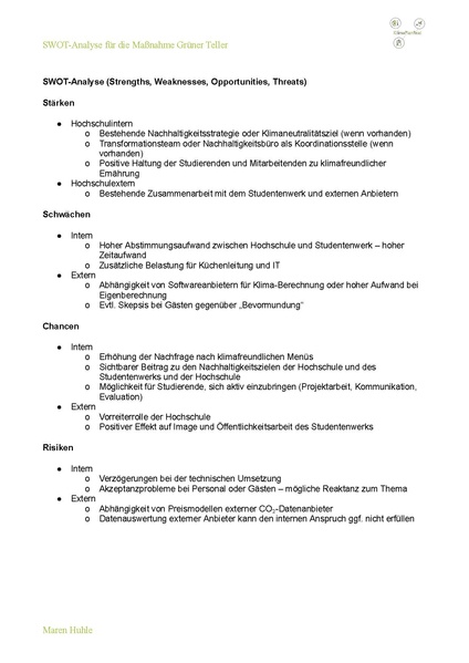 Datei:Grüner Teller - SWOT Analyse.pdf