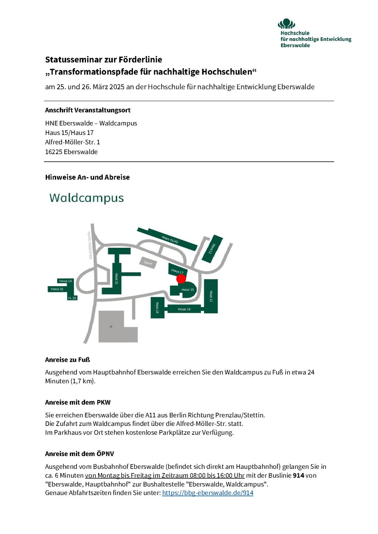 Hinweise zur An- und Abreise